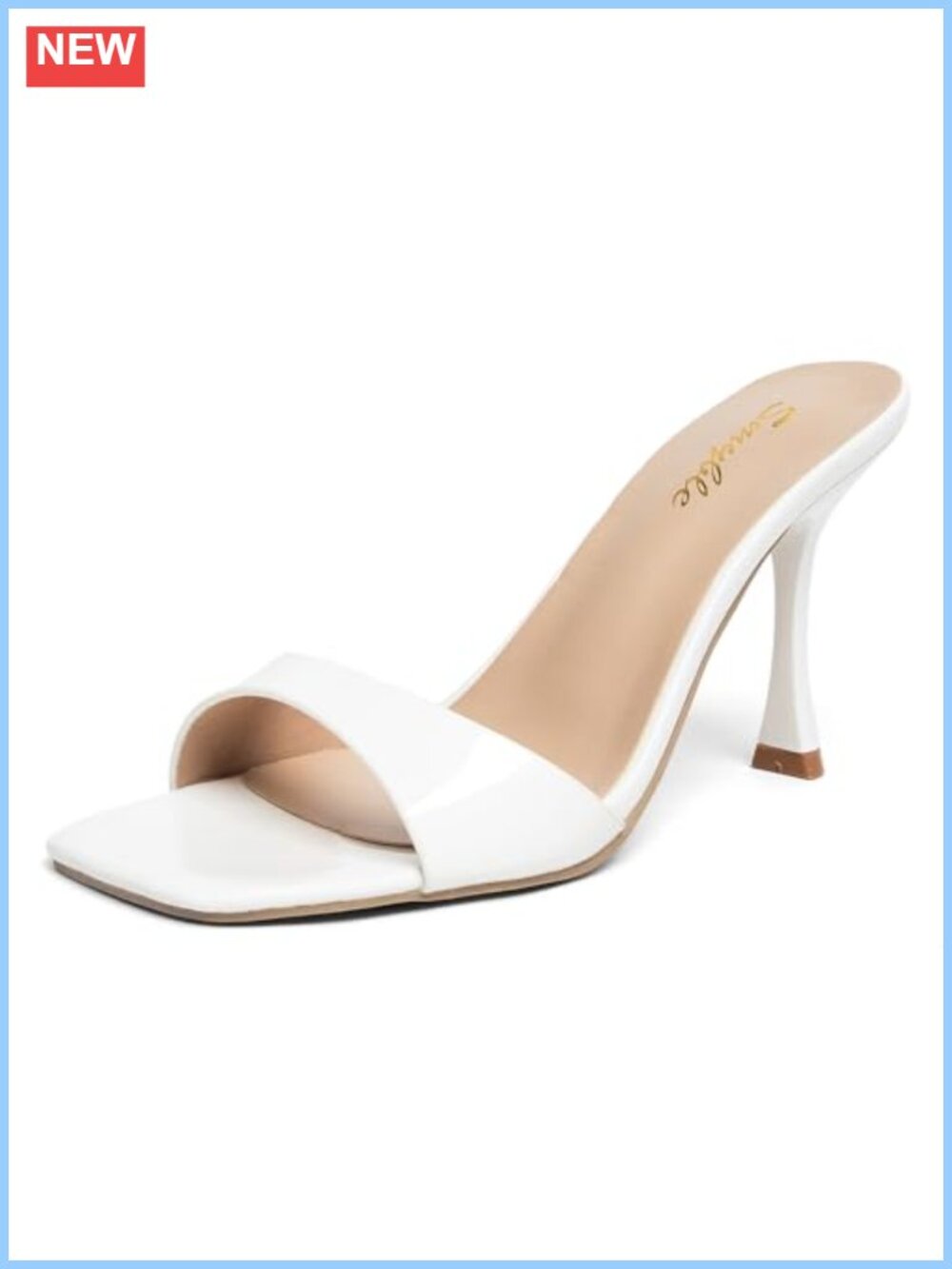 Faux Leather Stiletto Heel Sandals Open Square Toe Slip On Mule Dress Heels